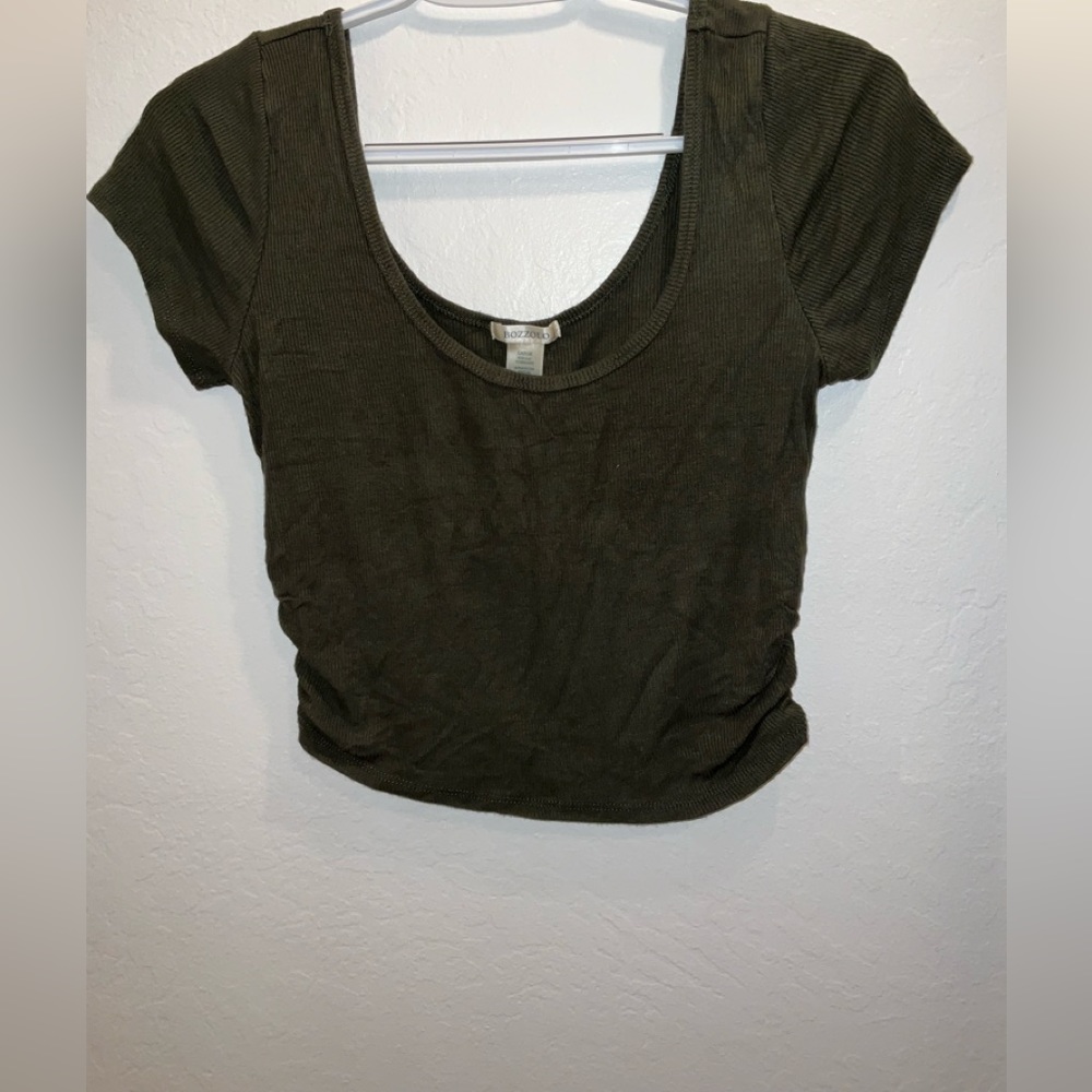 BOZZOLO WOMENS RUCHED CROP TOP SIZE L